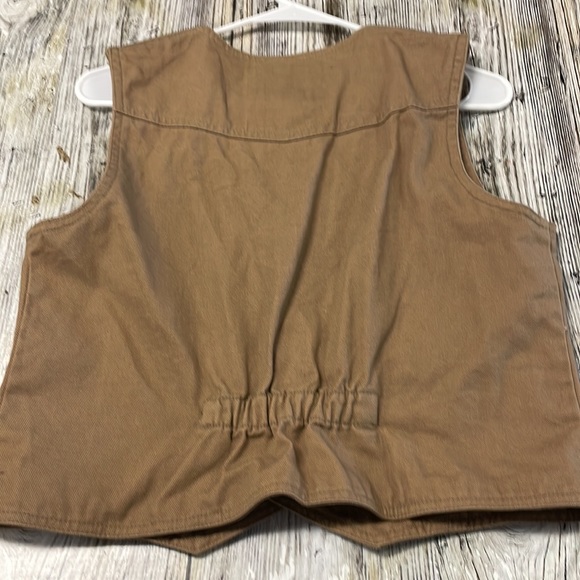 Powder River Outfitters Women’s Khaki Canvas Snap Western Vest Size: L - Picture 6 of 7